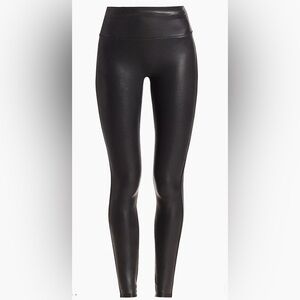 Spanx Faux Leather Leggings black shaping waistband moto